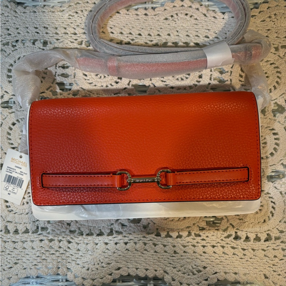Michael Kors orange Leather Clutch